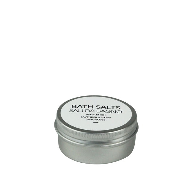 Vestige, bath salts in an aluminum jar, lemon, lavender & peony fragrance, 60g